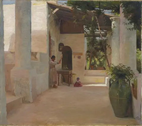 Una donna in un chiostro soleggiato 1894