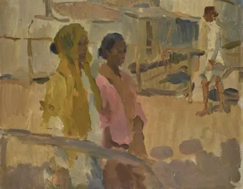 荷属东印度巴达维亚桥上的女孩，约 1922 年