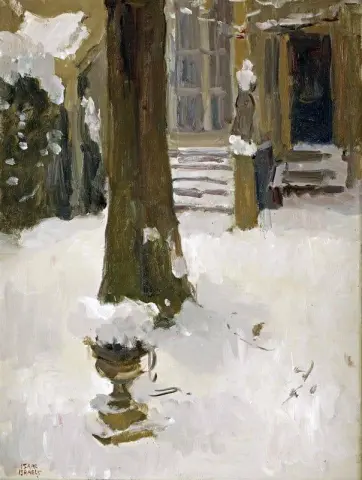 海牙冬季 Koninginnegracht 的艺术家花园，约 1915 年