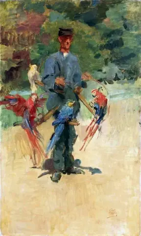 鹦鹉人。海牙动物园里的守卫庞森 1917