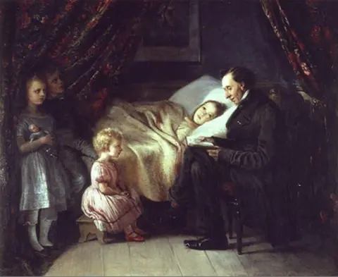 汉斯·克里斯蒂安·安徒生为艺术家的孩子们读童话《天使》1862