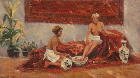 两个印度妇女在沙发上 1893 1