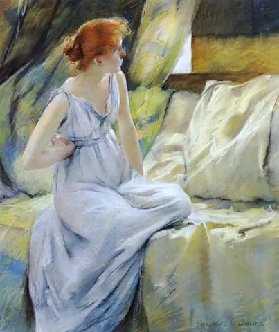 אישה בשמלה קלאסית בערך 1890-1900