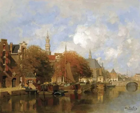 En Capriccio-utsikt over Oudezijds Voorburgwal Amsterdam før 1908
