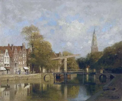 Utsikt over Delft med den nye kirken i det fjerne