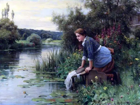 Laundress By The Water S Edge 1922
