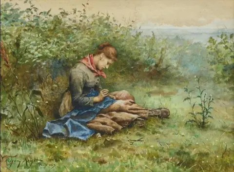 Study Of A Woman Sewing 1883