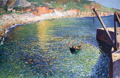 Harbor Scene Probably Lamorna Cove Cornwall