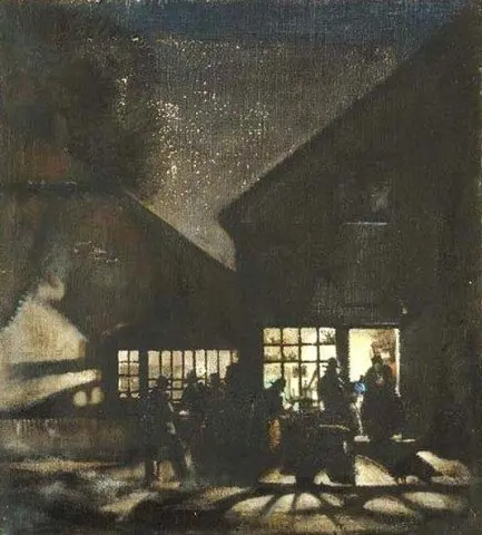 Street Scene By Night Ca. 1910