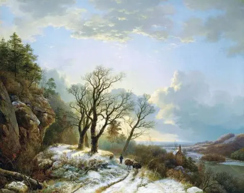 A Winter Landscape With A Traveller On A Path 1834