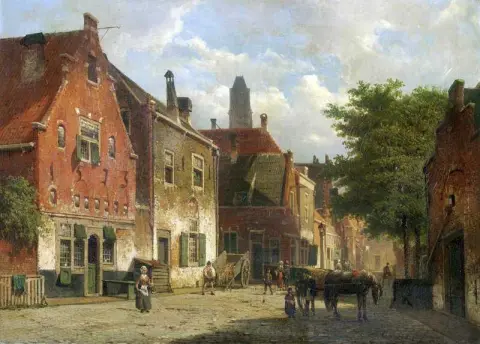 Dutch Street Scene With Figure