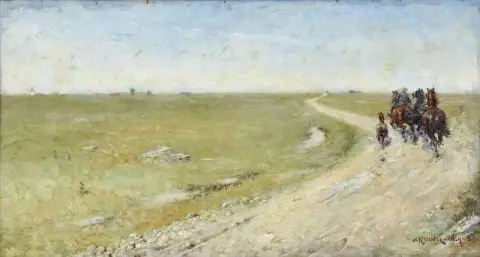 Ryttare Med Hastar Och Fol Landsvag Olands Alvar 1885