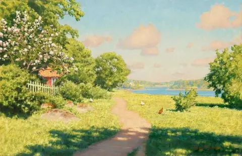 Landscape With Hens 1