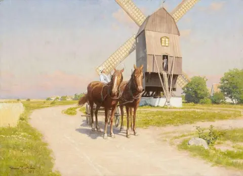 Landscape With Windmill And Hors