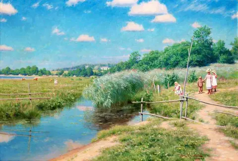 Summer Landscape With Children