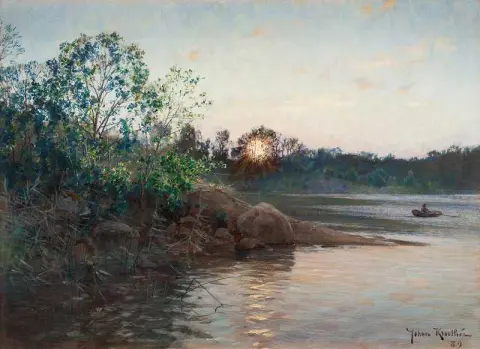 Sun Setting By The Lake
