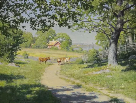 Vid Landsvagen - Gardsidyll I Sommargronska 1910