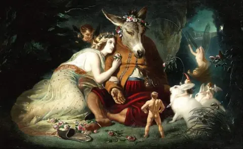 مشهد من حلم ليلة منتصف الصيف. تيتانيا وأسفل 1848-51