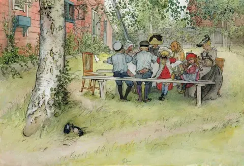Aamiainen suuren koivun alla