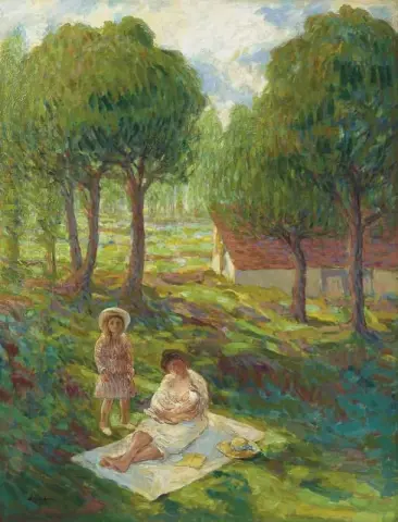 风景中的母亲和孩子，约 1901 年