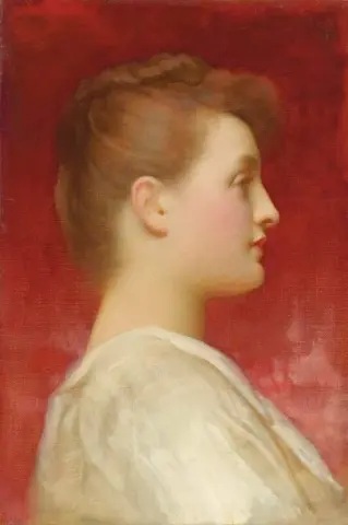 1890 年代穿白裙子的女孩头