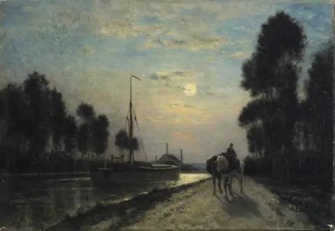 The Ourcq Canal. Moon Effect Towpath Ca. 1876-82