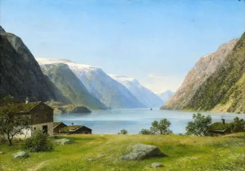 Vista desde el fiordo de Hardanger Noruega 1904