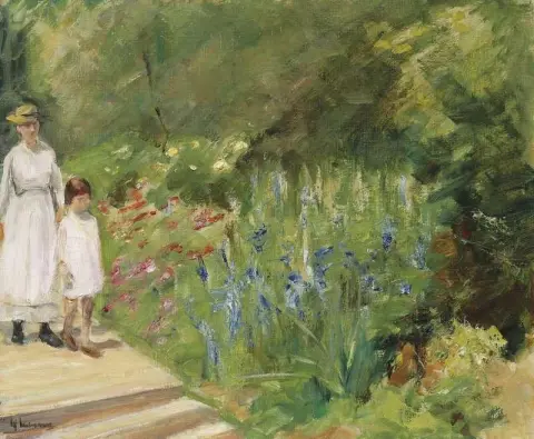 Enkelin Und Kinderfrau Im Nutzgarten 1923
