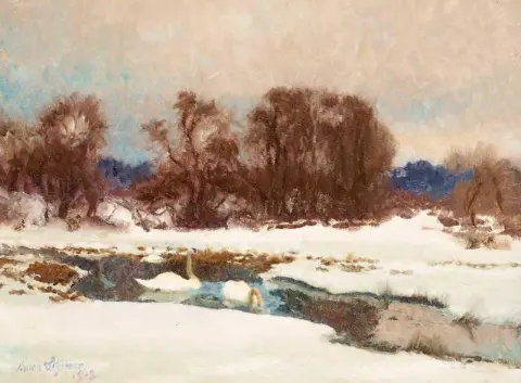 Swans In A Winter Landscape
