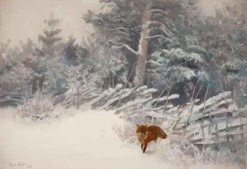 Winter Landscape With Fox