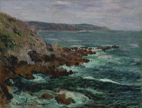 俯瞰布列塔尼大海的岩石，1906 年