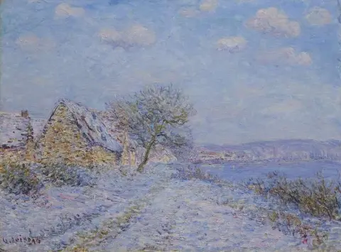 塞纳河畔图尔内多斯 雪 霜 太阳 1899-1900