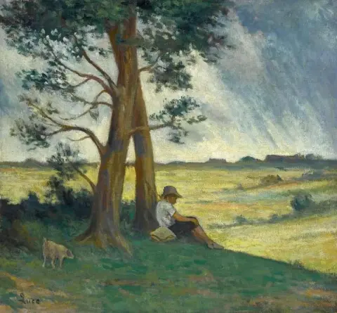 Plaine De Rolleboise 在树下休息，约 1920-25