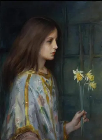 Een jong meisje met narcissen
