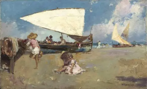 ילדים על חוף שטוף שמש, בערך 1880