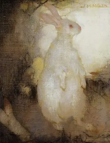 Coniglio bianco in piedi