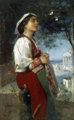 Een jonge Italiaanse schoonheid met vlinders, ca. 1867-1868