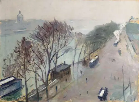 Inverno Quai Du Louvre tempo nevoso 1906