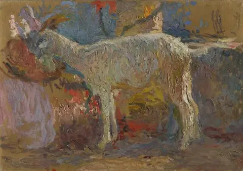 Capra Al Pascolo In Un Cestino