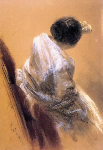 戴歌剧眼镜的女士，约 1850 年
