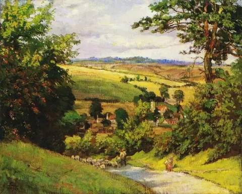 С холма Херстборн овцы приближаются к дороге, 1903 год.