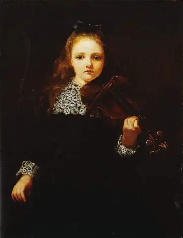 Мэрион Леа со скрипкой, 1873 год.