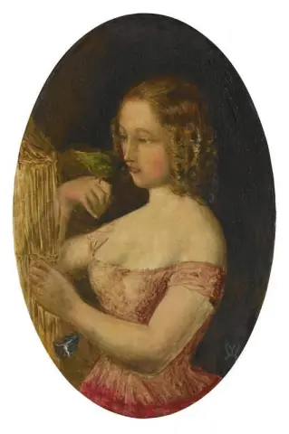 En flicka och en fågel ca 1848-50