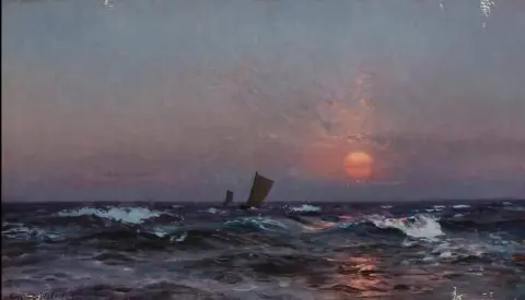 日落时海上的两艘帆船 1893
