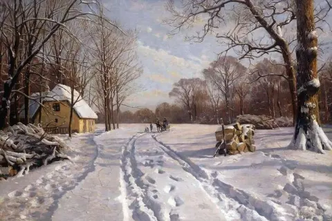 乘坐雪橇穿越冬景 1915