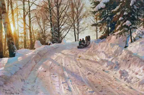 冬季风景与雪橇 1918