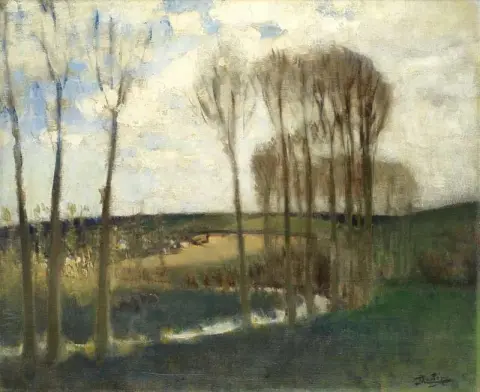 白杨树风景，约 1920 年