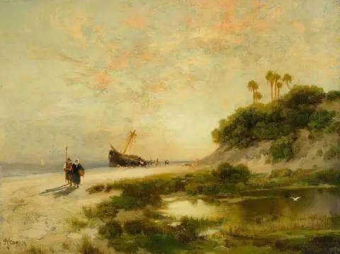 Escena de playa en Fort George Island Florida Ca. 1878