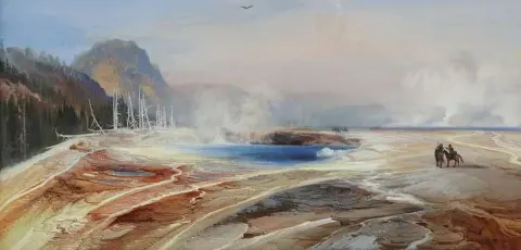 Grandes manantiales en el parque Yellowstone 1872