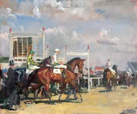 离开 Epsom S Downs 的围场，约 1929 年